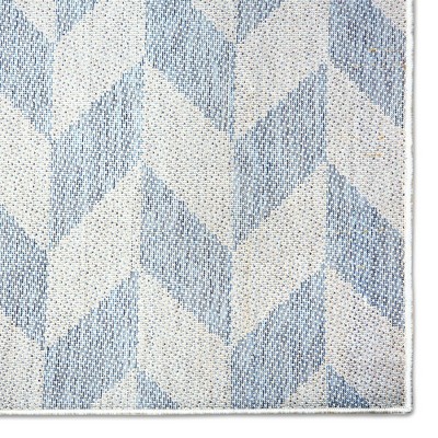 Calla Chic Herringbone 7'9"x10'2" Indoor/Outdoor Area Rug in Blue/Gray