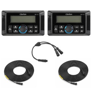 Clarion Two CMR-20 Marine Wired Remote with LCD Display w/ CMC-RC-25 25 ft (7.62 m) Remote Extension Cables - 1 of 4