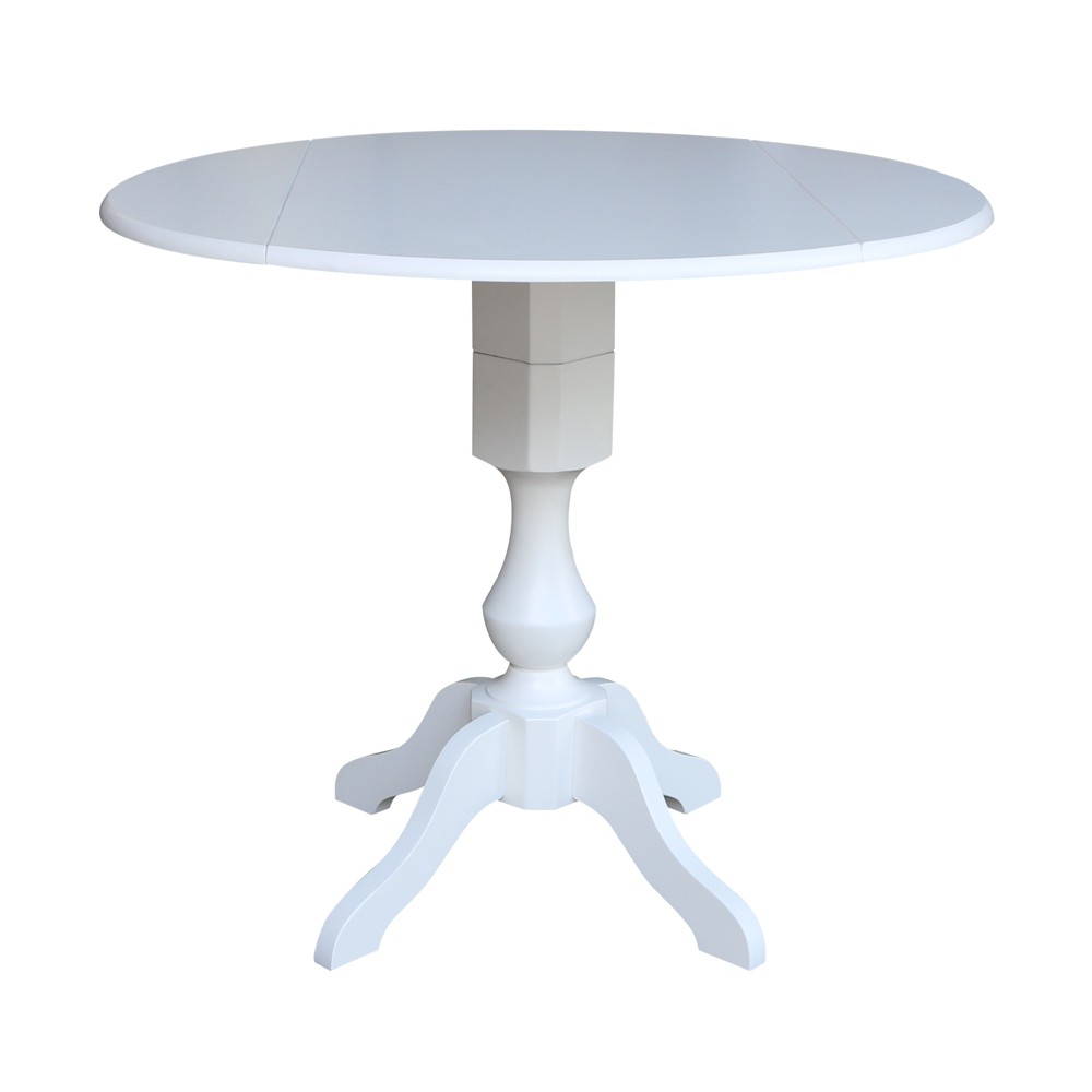 42 Matt Round Dual Drop Leaf Pedestal Table White - International Concepts was $469.99 now $352.49 (25.0% off)