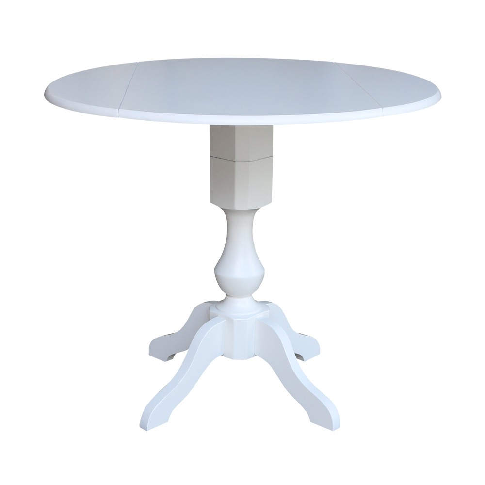 Photos - Garden & Outdoor Decoration 42" Matt Round Dual Pedestal Drop Leaf Dining Table White - International