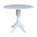 42" Matt Round Dual Drop Leaf Pedestal Table White - International Concepts