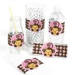 Big Dot of Happiness Pink Monkey Girl - DIY Party Supplies - Baby Shower or Birthday Party DIY Wrapper Favors & Decorations - Set of 15