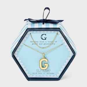 14K Gold Dipped Cubic Zirconia Duo Initial Multi-Strand Necklace - A New Day™ Gold - 1 of 4