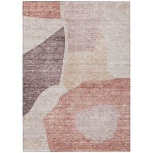 Blush Pink And Mauve Abstract Washable Indoor Outdoor Area Rug - 1 of 4