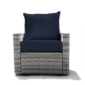 Honeycomb Outdoor Carmel Seat - Ash Grey Wicker Chair: Weather Resistant Modular Patio Lounge Furniture - 1 of 4