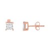 Haus of Brilliance 14K Rose Gold Plated Silver 1/2 Cttw Princess-Cut Square Diamond Stud Earrings - 2 of 4
