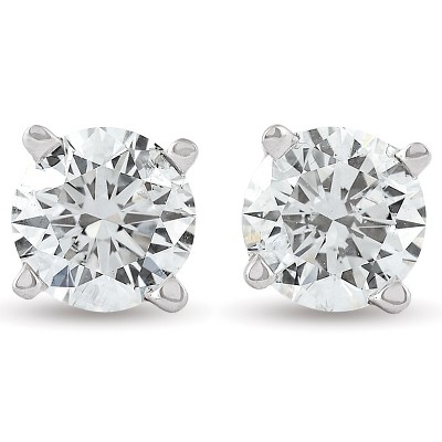 Pompeii3 3/4ct Round Diamond Studs 14K White Gold