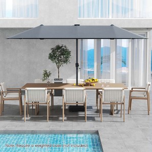 Costway 13 FT Large Patio Umbrella with LED Solar Lights Crank Handle 12 Heavy-Duty Ribs Beige/Brown/Gray/Navy/Orange/Wine - 1 of 4
