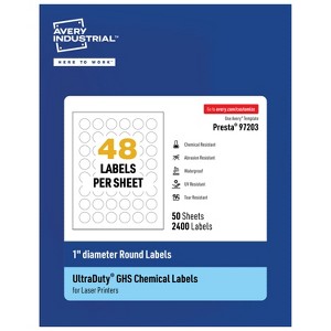 Avery UltraDuty GHS Labels, Waterproof, 1 Inch Round Labels, for Use with Laser Printers - 1 of 4