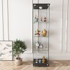 KTMBDW Glass Display Cabinet 3/4-Shelf with Door and Lock, Curio Cabinets, Tempered Glass Floor Standing Bookshelf for Bedroom, Living Room, Office - 2 of 4