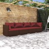 vidaXL Brown Patio Furniture Poly Rattan - Red Cushions - 4 Seats - 2 of 4