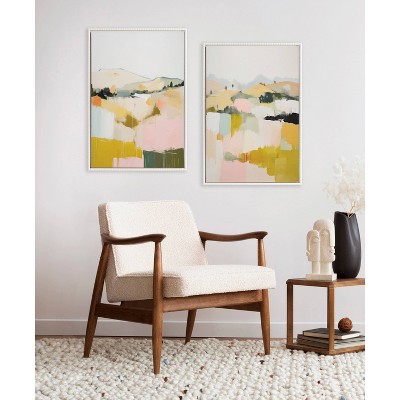 Sylvie Beaded Framed Abstract Landscape Canvas Art Set, 23"x33", White
