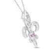 Pompeii3 Pink Sapphire Vintage Fleur De Lis Pendant 10KT White Gold 1" - 2 of 4