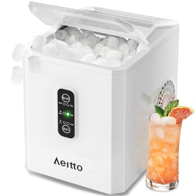Aeitto Bullet Ice Maker Countertop, Pellet Ice Machine, Platinum