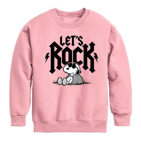 Boys' - Peanuts - Lets Rock Graphic Long Sleeve Fleece Sweatshirt - image 1 of 3