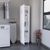 SKRAN 71" H Storage Cabinet , Five Internal Shelves, Three Broom Hangers with strong metal legs and handle - 2 of 4