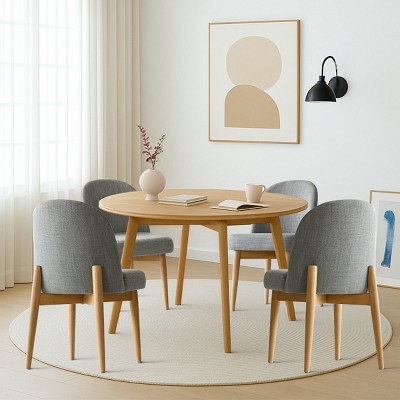 Upholstered Linen Dining Chairs with Solid Wood Legs, Modern Armless Fabric Chairs for Dining Room or Kitchen Table-Maison Boucle