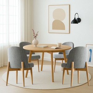 Upholstered Linen Dining Chairs with Solid Wood Legs, Modern Armless Fabric Chairs for Dining Room or Kitchen Table-Maison Boucle - 1 of 4