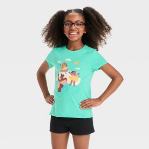 Girls' Short Sleeve 'Beach Girls' Graphic T-Shirt - Cat & Jack™ Green - 1 of 4