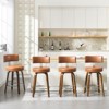 Bekrvio 26" Faux Leather Swivel Bar Stools Set of 1/2/3/4,Mid Century Modern Counter Chairs with Wood Legs and Curved Back for Kitchen Island - 3 of 4