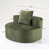 Modern Upholstered Accent Chair with Throw Pillow, Round Corduroy Lounge Sofa - ModernLuxe - 3 of 4