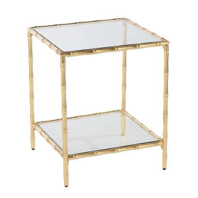 Stefall Glass Top Accent Table Gold - Aiden Lane