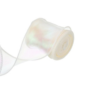 Unique Bargains Gift Wrapping Wide Sheer Wired Pastel Shimmer Iridescent Chiffon Ribbons 1 Pc - 1 of 4