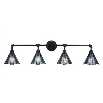 Toltec Lighting Vintage 4 - Light Vanity in  Dark Granite with 7" Sea Ice Art Glass Shade