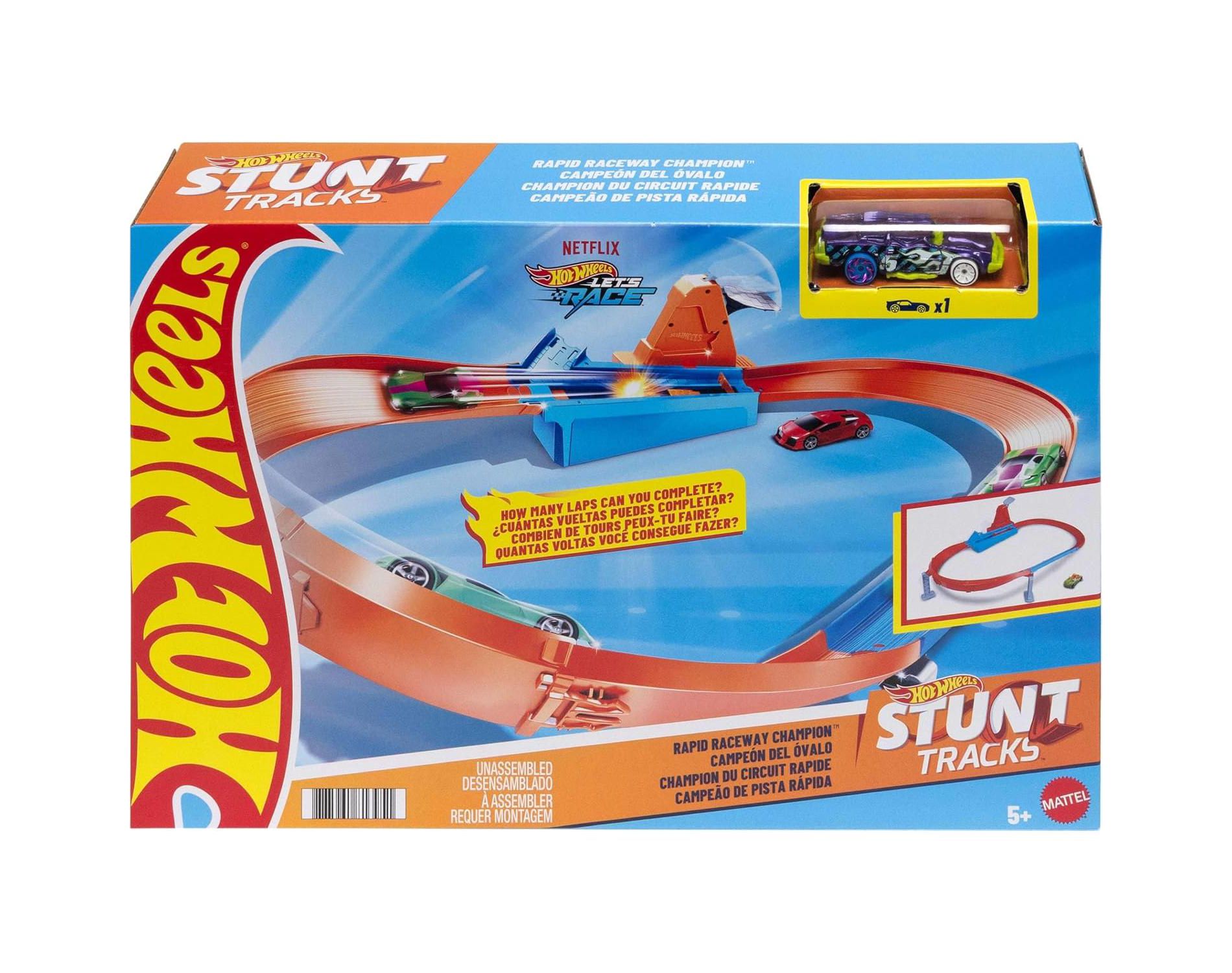 Hot Wheels Toy Car Track Set, Rapid Raceway Champion, Multi-Car Launcher, Connects to Other Sets, Includes 1:64 Scale Car