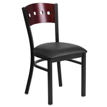 Emma and Oliver Black Decorative 4 Square Back Metal Restaurant Dining Chair