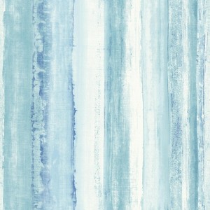 RoomMates Watercolor Stripe Peel & Stick Wallpaper Blue: Modern Vinyl, Self-Adhesive, Repositionable, 28.2 Sq Ft Coverage - 1 of 4