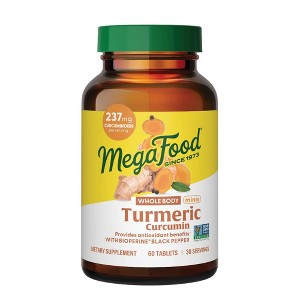 MegaFood Whole Body Minis Turmeric Curcumin With Black Pepper, Vegan, Gluten Free Mini Tablets - 60ct - 1 of 4
