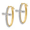 Black Bow Jewelry 30mm (1 3/16 Inch) 14k Yellow Gold with White Crystal Cross Hoops - 2 of 4