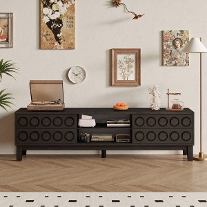 Modern TV Stand for TVs up to 75", TV Console Media Console Sideboard Storage Cabinet with 4 Drawers, Black+Gray/White/Dark Brown - ModernLuxe - 1 of 4