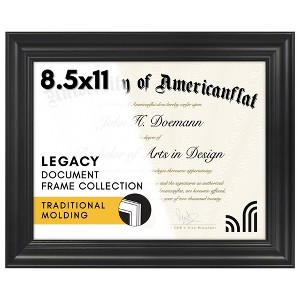 Americanflat Ornate 8.5x11 Diploma Frame in Black, Certificate Frame with with Shatter-Resistant Glass and Easel for Wall - 1 of 1