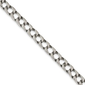 Black Bow Jewelry Men's 9mm Stainless Steel Polished Square Curb Chain Necklace, 24 Inch - 1 of 4