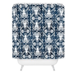 Mythos Shower Curtain Blue - Deny Designs: Abstract Geometric Pattern, Microfiber, Machine Washable - 1 of 4