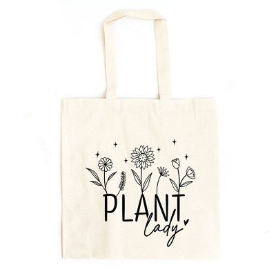 City Creek Prints Plant Lady Flowers Canvas Tote Bag - 15x16 - Natural