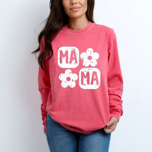 Simply Sage Market Women's Mama Square Flower Grunge Long Sleeve Garment Dyed Tee - 1 of 3