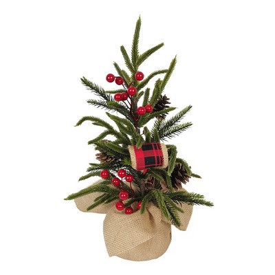 Kurt S. Adler 24“ Un-Lit Berries & Pinecones Green Tree In Burlap Base