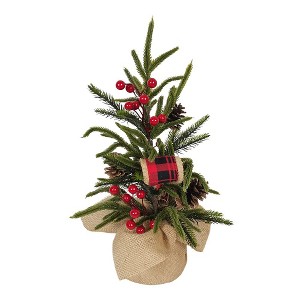 Kurt S. Adler 24“ Un-Lit Berries & Pinecones Green Tree In Burlap Base - 1 of 1