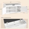 USIKEY Shoe Storage Bench, 2 Tier Shoe Bench with Padded Seat & 2 Barn Doors, Entryway Bench Shoe Cabinet for Living Room, Bedroom - 3 of 4