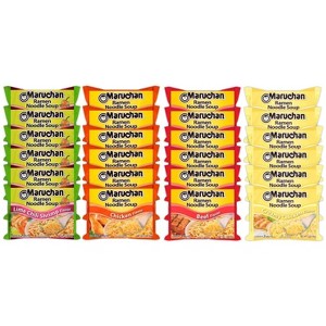 Maruchan Ramen Instant Noodle Soup 24 Packs, 4 Flavors - 6 Pack Chicken, 6 Pack Beef, 6 Pack Creamy Chicken , 6 Pack Lime Chili Shrimp - 1 of 4