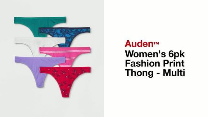 Women's 6pk Fashion Print Thong - Auden™ Multi, 2 of 6, play video