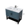 Bathroom Storage Cabinets With 2 Storage Doors, Bathroom Storage Cabinets Floor Standing With Ceramic Sink & Hot And Cold Faucet-Cuddlewood - 4 of 4