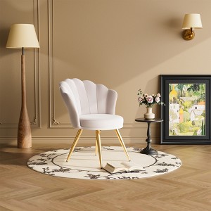 ORRD Velvet Accent Chair with Gold Legs, Upholstered Shell Back Vanity Chair for Bedroom Makeup Room, Living Room Guest Chair, Light Pink - 1 of 4