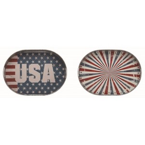 Transpac Metal 20 in. Red White and Blue Patriotic 4th of July USA Trays Set of 2 - 1 of 4
