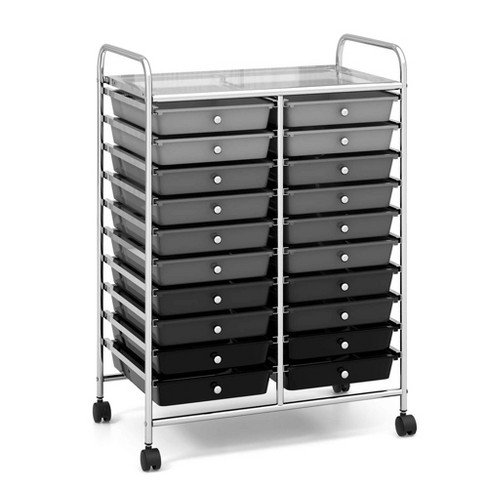 Costway 20 Drawers Rolling Storage Cart Art Craft Organizer On Wheels ...