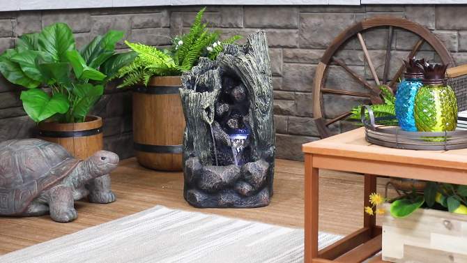 Sunnydaze 28"H Electric Glass Reinforced Concrete Cavern of Mystery Outdoor Water Fountain with LED Light, 2 of 13, play video