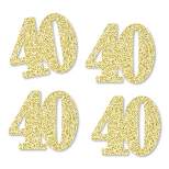 Big Dot of Happiness Gold Glitter 40 - No-Mess Real Gold Glitter Cut-Out Numbers - 40th Birthday Party Confetti - Set of 24